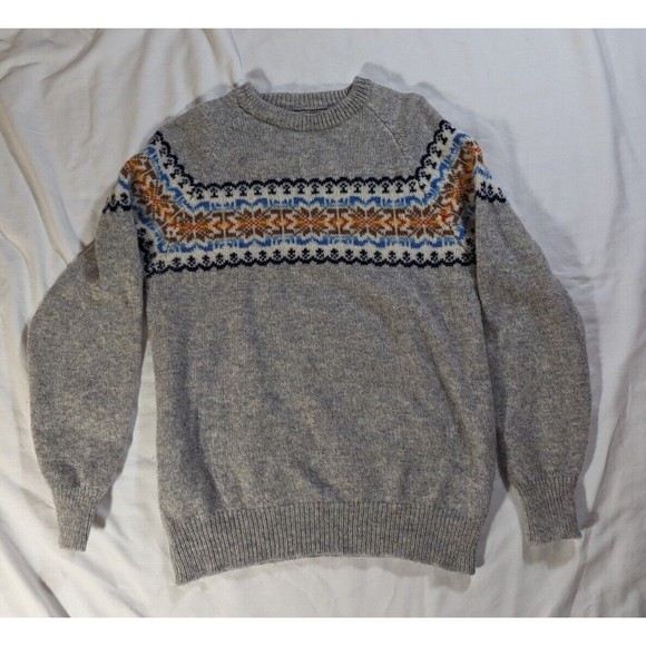 Vintage Gaeltarra Womens Pure Wool Pullover Sweater Grey Size 40" Fairisle - Picture 1 of 9